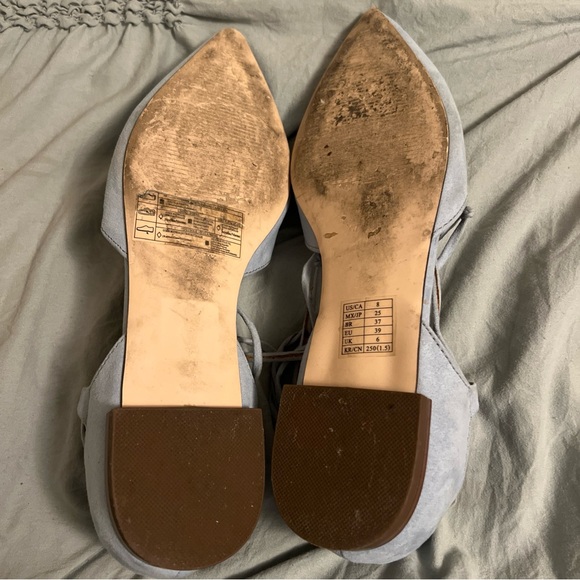 Forever 21 Women’s Pastel Blue Lace Up Pointed Toe Ballet Flats Size 8 - Picture 2 of 5